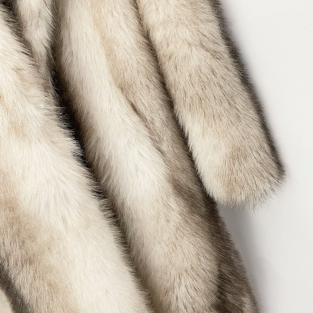 OFTBUY Luxury Long-Line Notch Lapel Faux Fur Coat - Elegant Winter Vegan Fur Overcoat