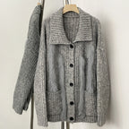OFTBUY New Fashion Spring Autumn Loose Sweater Female Real Fox Fur Cardigan Clothing Women Button Oversized Knitted Jacket Lady