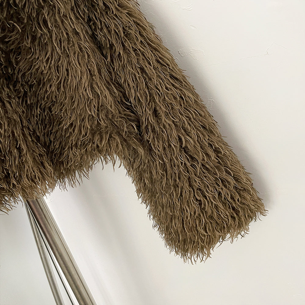 OFTBUY Faux Fur Coat for Women Fur Fluffy Autumn Short Fur Coat Eco-friendly Warm Female New Winter Jacket Long Sleeves O-neck