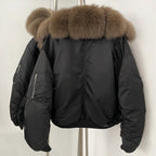 OFTBUY Short Thickened Warm Puffer Jacket Female New Autumn Winter Real Fox Fur Collar Clothes Women Natural Fur Duck Down Coat