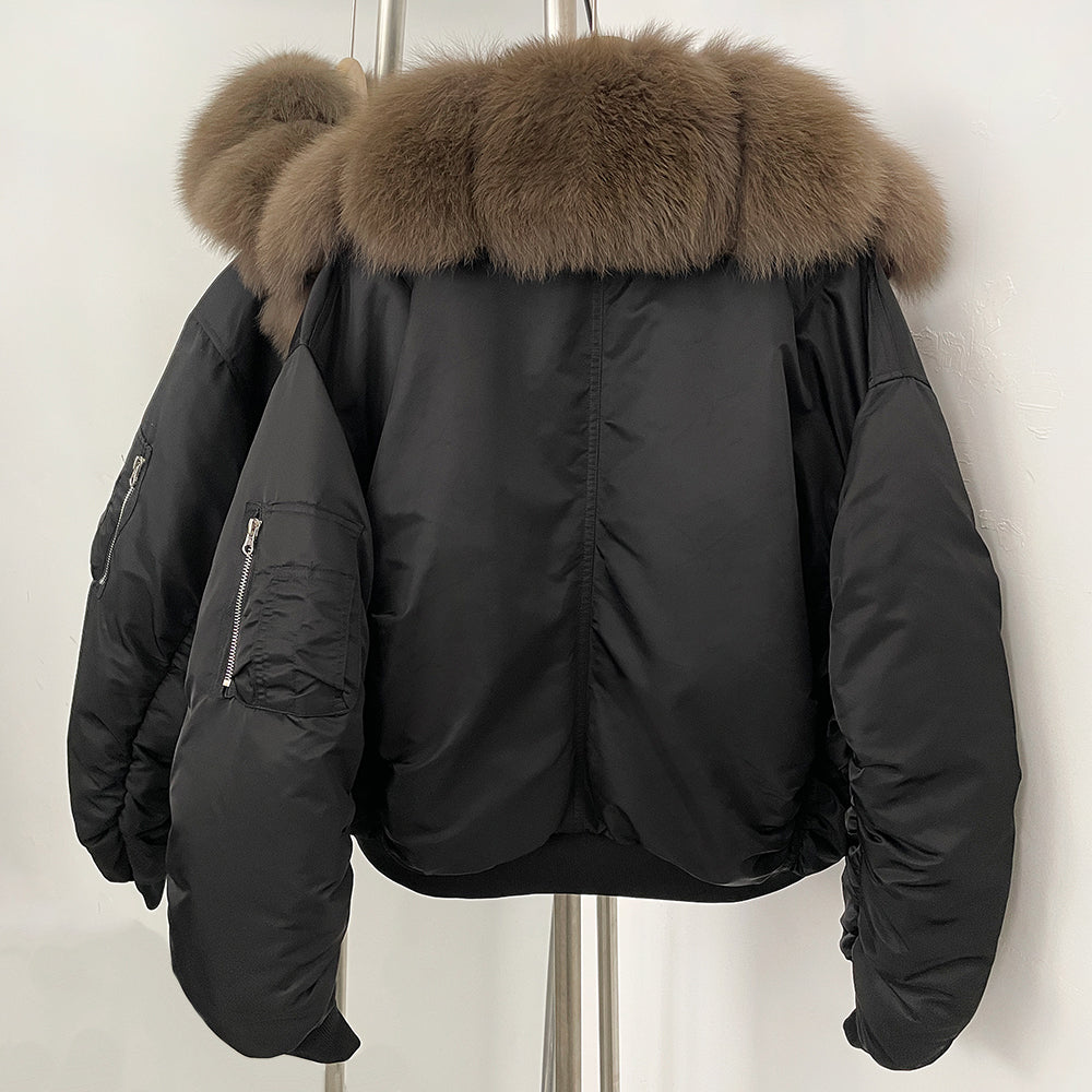 OFTBUY Short Thickened Warm Puffer Jacket Female New Autumn Winter Real Fox Fur Collar Clothes Women Natural Fur Duck Down Coat