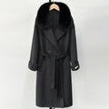 OFTBUY Winter Clothes Women Large Natural Fox Fur Jacket Long Wool Blends Cashmere Coat Belt Female Warm Woolen Streetwear