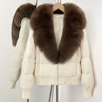 OFTBUY Zipper Luxury Warm Winter New Women's Puffer Jacket with Real Fox Fur Collar Fashion Outerwear Duck Down Coat Female