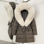 OFTBUY New Winter Genuine Fox Fur Hooded Puffer Coat Women Women's White Duck Down Jacket Outerwear Female Fashion Parkas