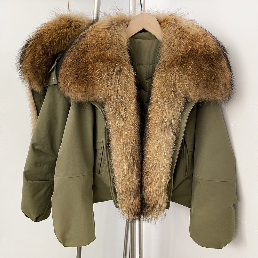 OFTBUY New Winter Warm Thickened Clothing Female Natural Fur Puffer Jacket Women's Dcuk Down Coat with Big Real Fox Fur Collar