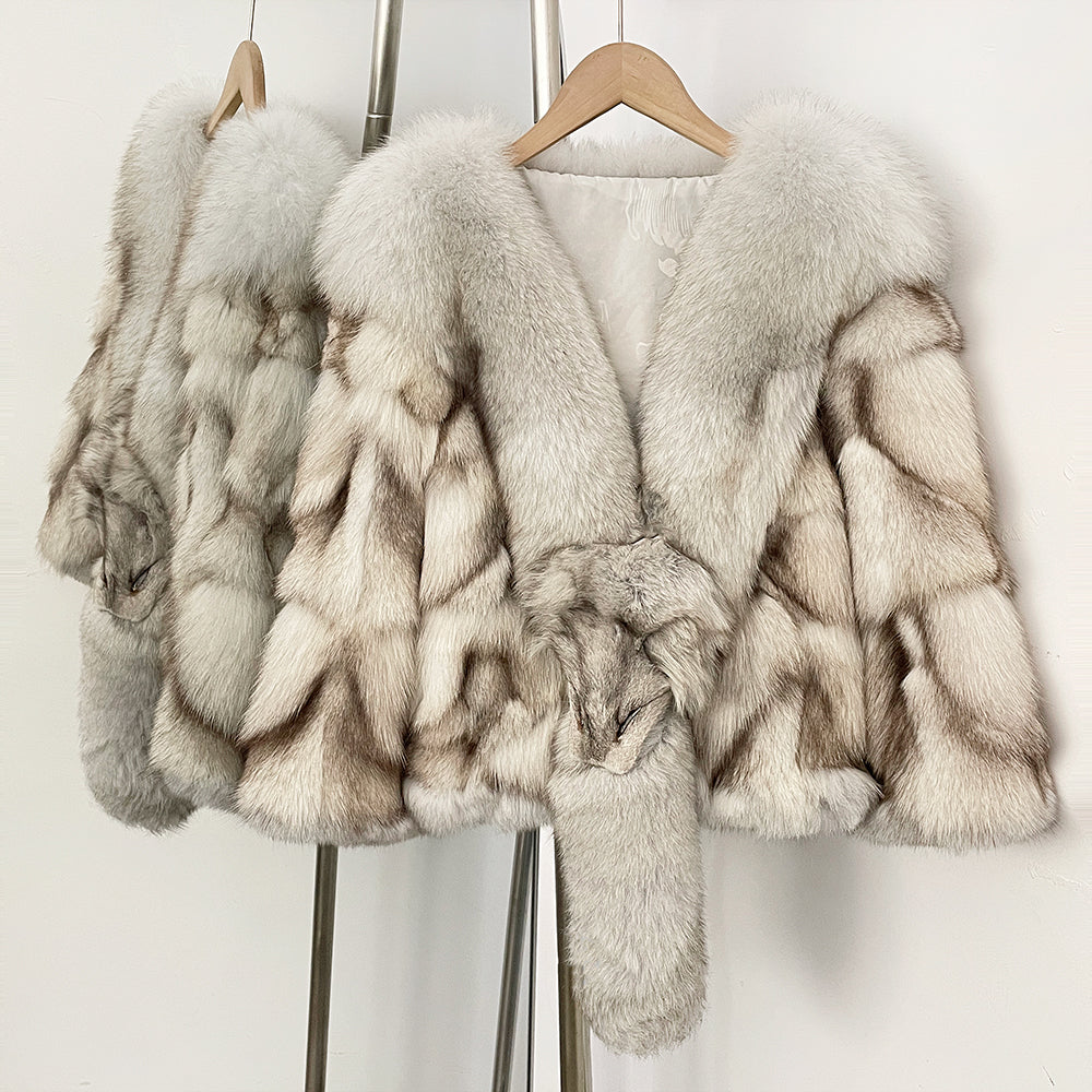 OFTBUY New Arrival Women Real Natural Fox Fur Coats Autumn Winter Wholeskin Fox Fur Short Jacket Warm Real Fox Fur Overcoats