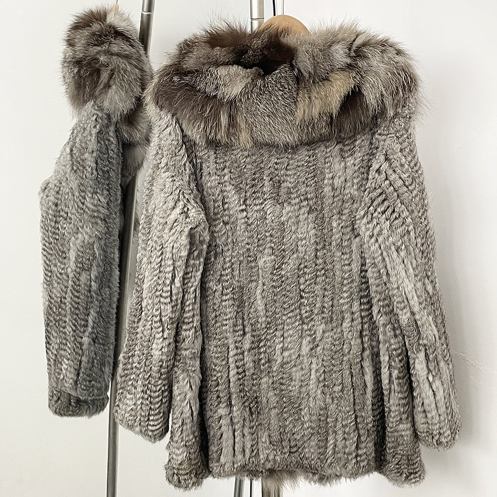 OFTBUY Natural Rabbit Fur Coat Autumn Winter Clothes Women Fashion Luxury Real Fox Fur Jacket Thick Warm Long Sleeve Overcoat