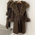 OFTBUY New Autumn Winter Warm Woolen Clothes Women Long Sleeves Cashmere Woolen Jacket Luxury Real Fox Fur 100% Wool Coat Female