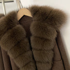 OFTBUY Pockets Luxury Warm Winter Fashion Outerwear female New Women's Cropped Double-Faced Wool Coat with Real Fox Fur Collar