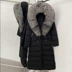 OFTBUY Hooded Winter White Duck Down Coat Large Real Fox Fur Collar X-Long Puffer Jacket Women Thick Female Parkas With Belt