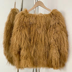 OFTBUY Warm Thick New Autumn Winter Luxury Outerwear Women's Camel Real Mongolian Sheep Fur Coat Curly Natural Fur Jacket Female