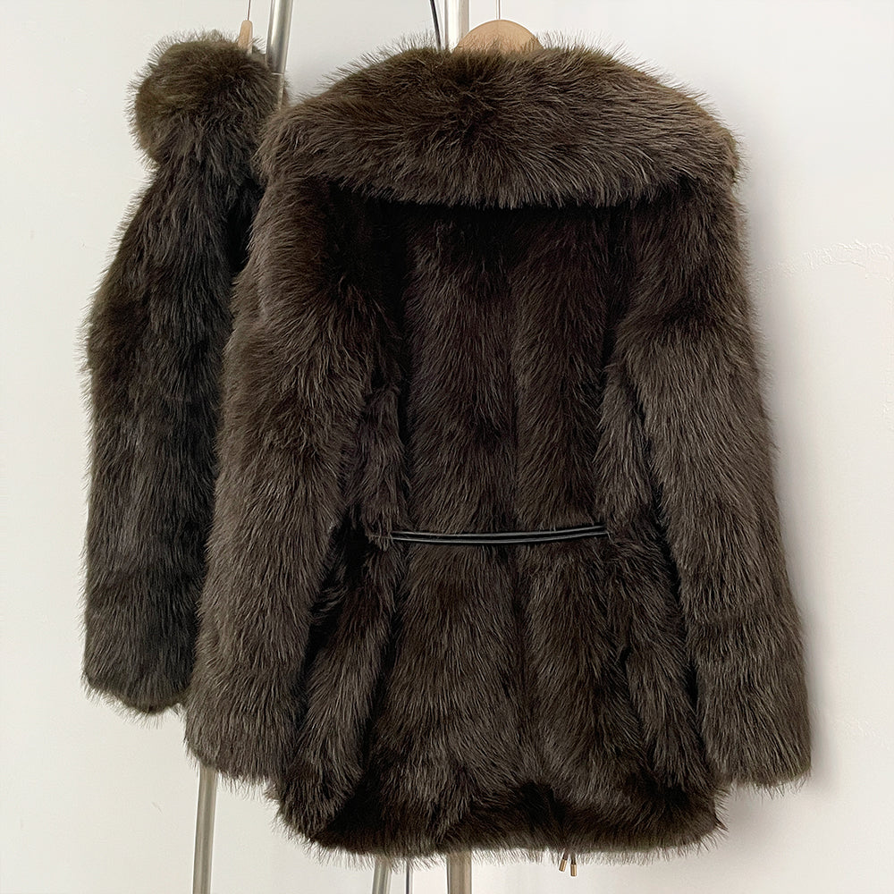 OFTBUY New Autumn Winter Top Thickened Warm Clothing Women Fashion Faux Fur Coat Female Belt Black Fluffy Fake Fur Jacket Outerwear