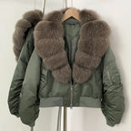 OFTBUY Short Thickened Warm Puffer Jacket Female New Autumn Winter Real Fox Fur Collar Clothes Women Natural Fur Duck Down Coat