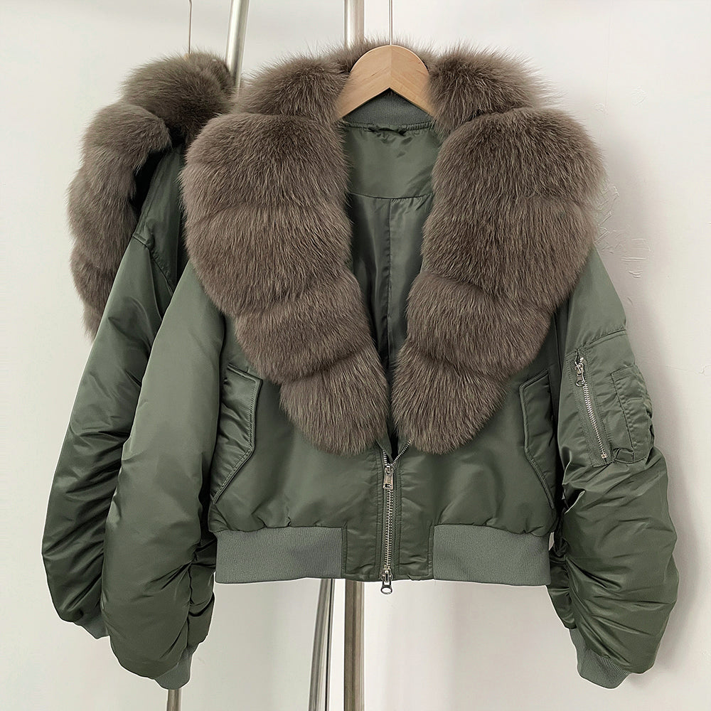 OFTBUY Short Thickened Warm Puffer Jacket Female New Autumn Winter Real Fox Fur Collar Clothes Women Natural Fur Duck Down Coat