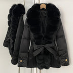 OFTBUY Luxury Women's Down Jacket women Warm Winter Parka Outerwear Duck Down Real Fox Fur Collar Belted Puffer Coat female