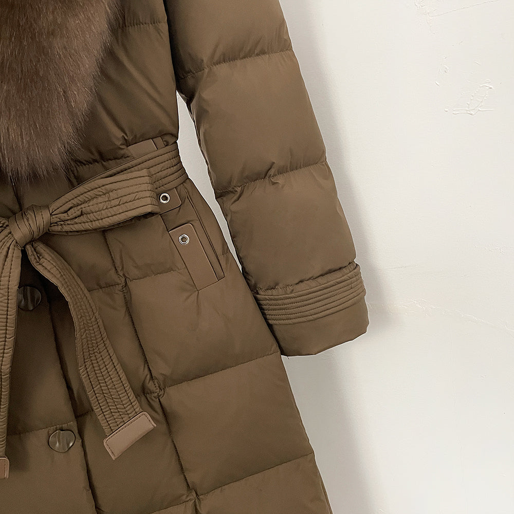 OFTBUY New Winter Real Fox Fur Long Clothes Women Belt Thickened Warm Natural Fur Duck Down Female Luxury Fashion Puffer Jacket