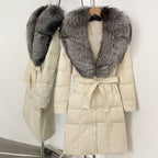 OFTBUY Thickened Warm Duck Down Coat Female Luxury Long Belt New Winter Natural Fox Fur Clothes Women Silm Puffer Jacket Outwear