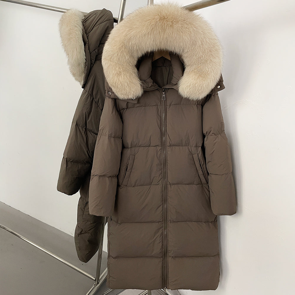 OFTBUY Duck Down Warm Windproof Puffer Coat New Women's Long Hooded Down Jacket Real Fur Collar Winter Thickened Parka Outerwear
