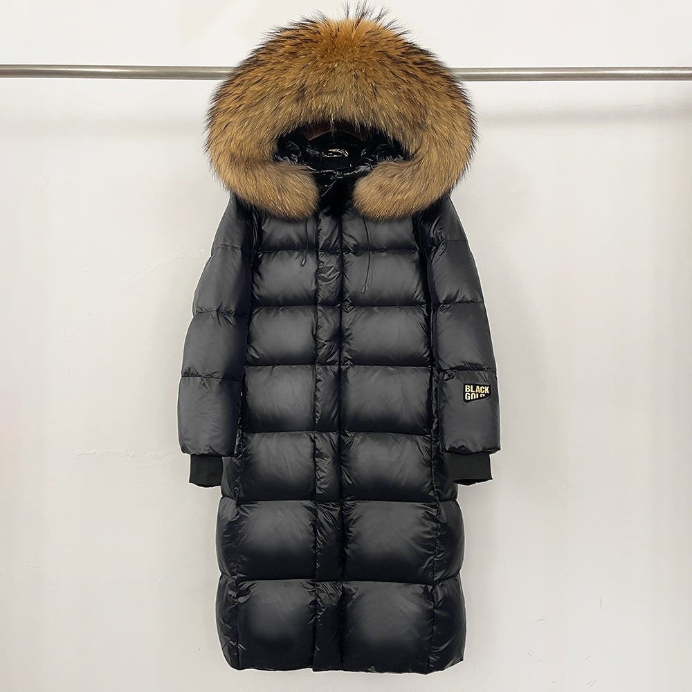 OFTBUY Winter Clothes Women Black Gold Goose Down Coat Big Real Raccoon Fur Collar Overcoat Real Fox Fur Puffer Jacket Female