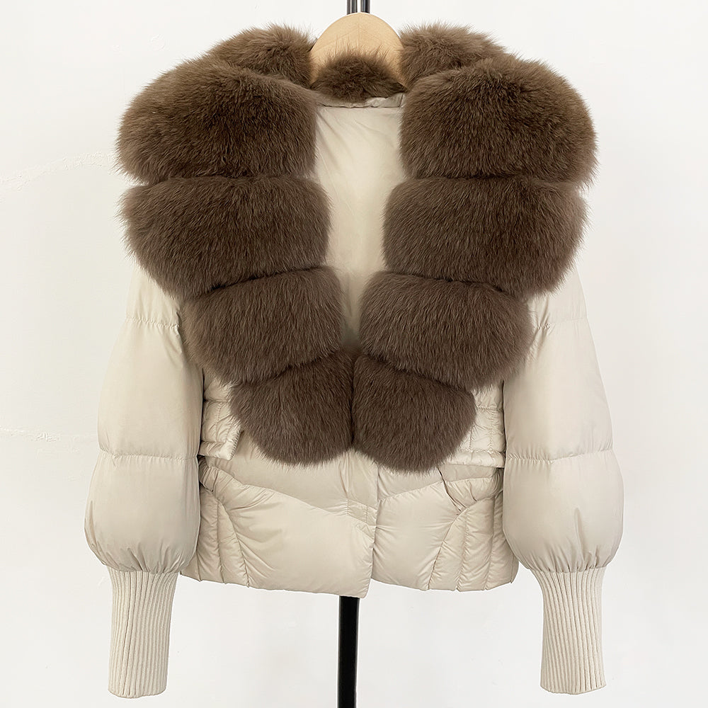 OFTBUY Big Natural Fox Fur Coat Women New Winter 90% White Duck Down Jacket Female Short Puffer Feather Coats Parkas