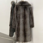 OFTBUY Luxury Long-Line Notch Lapel Faux Fur Coat - Elegant Winter Vegan Fur Overcoat