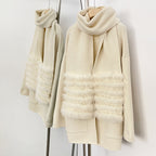 OFTBUY Elegant Cardigan Sweater New Women's Knit Coat with Real Fox Fur Loose Fit Pockets Warm Winter Fashion Cardigan Female