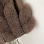 OFTBUY Women's Real Fox Fur Coat with Genuine Leather Sleeves Luxury Natural Fur Jacket Female New Warm Winter Clother Outerwear