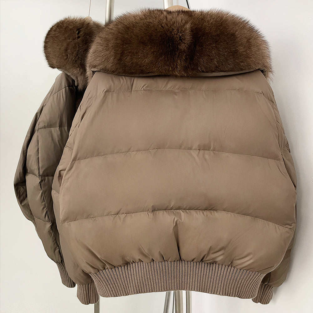 OFTBUY Zipper Luxury Warm Winter New Women's Puffer Jacket with Real Fox Fur Collar Fashion Outerwear Duck Down Coat Female