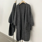 OFTBUY No Placket Long Sleeves Knitwear Jacket Long Real Fox Fur Pocket Cardigan Sweater Women New Spring Autumn Knitted Clothes