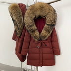 OFTBUY New Winter Genuine Fox Fur Hooded Puffer Coat Women Women's White Duck Down Jacket Outerwear Female Fashion Parkas