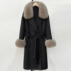 OFTBUY Wholesale New Autumn Winter Clothes Women Real Fox Fur 100% Wool Coat Female Fashion Warm Long Natural Fur Woolen Jacket