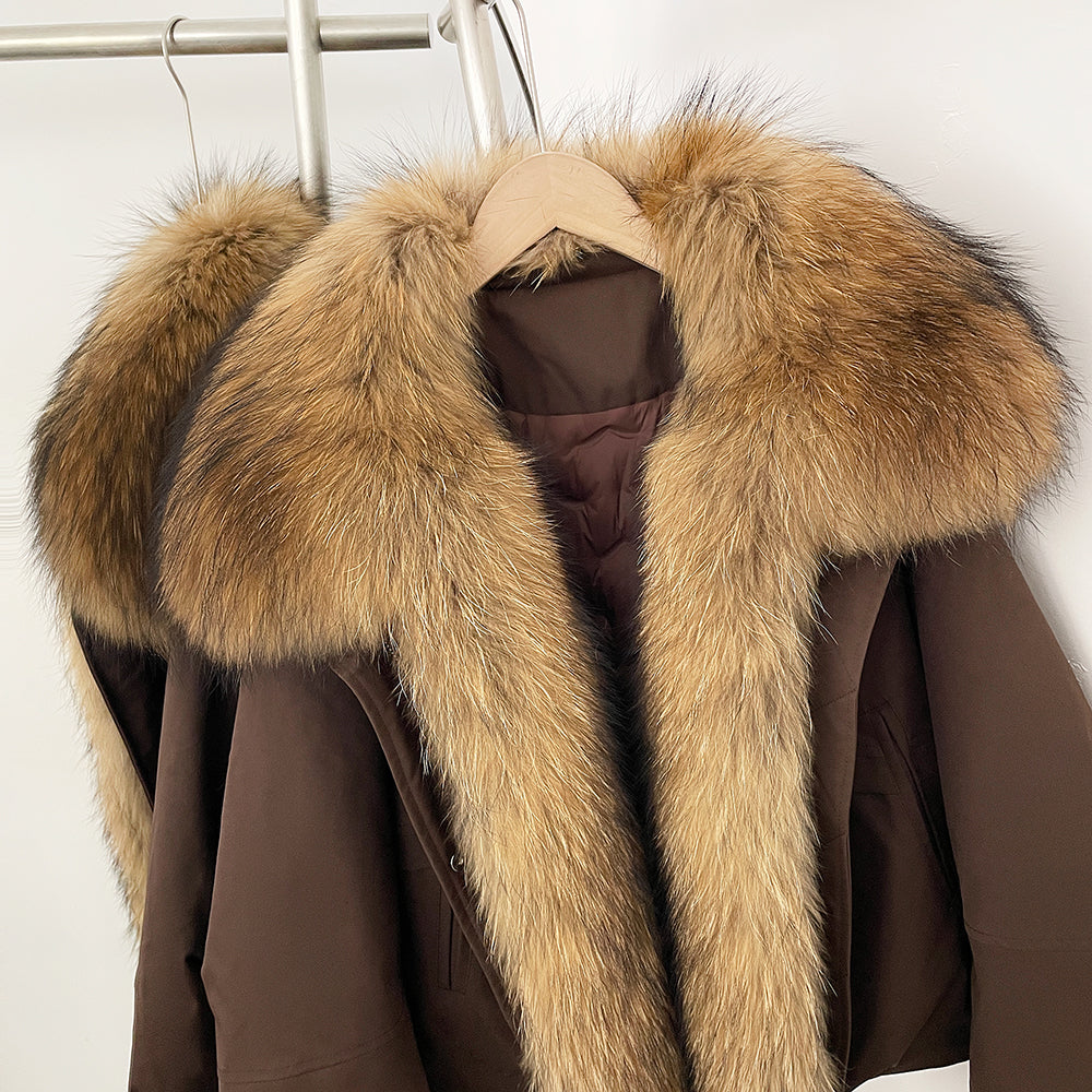 OFTBUY New Winter Warm Thickened Clothing Female Natural Fur Puffer Jacket Women's Dcuk Down Coat with Big Real Fox Fur Collar