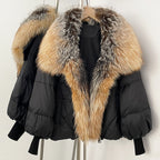 OFTBUY Puffy Sleeve Warm Loose Puffer Jacket New Women's Duck Down Jacket with Large Real Fox Fur Collar Winter Luxury Outerwear