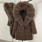 OFTBUY New Winter Genuine Fox Fur Hooded Puffer Coat Women Women's White Duck Down Jacket Outerwear Female Fashion Parkas