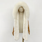 OFTBUY New Winter Thick Warm Windproof Fluffy Neckerchief Female Natural Rabbit Fur Hat with Scarf Women Real Fox Fur Cap Child
