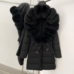 OFTBUY New Winter Genuine Fox Fur Hooded Puffer Coat Women Women's White Duck Down Jacket Outerwear Female Fashion Parkas