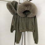 OFTBUY Casual Y2K Hoodie Real Fox Fur Collar Thickened Streetwear Hiphop Hoodie Sweatshirt Vintage Rock Goth Loose Punk Jacket