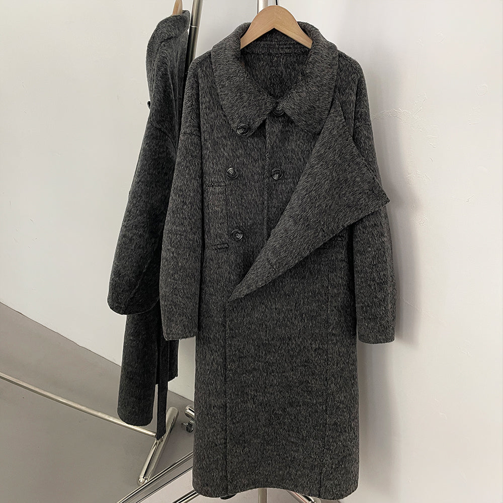 OFTBUY Elegant Double-sided Alpaca Wool Coat Female Long Belt Woolen Clothes Women New Autumn Winter Long Sleeve Cashmere Jacket