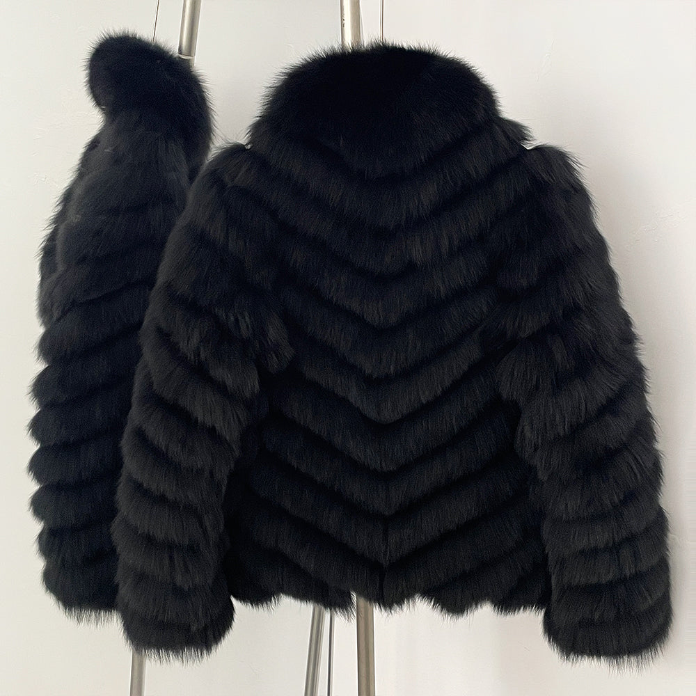 OFTBUY 2-in-1 Reversible Luxury Jacket - 100% Real Fox Fur Coat & Windproof Winter Parka