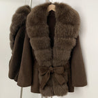 OFTBUY New Autumn Winter Top Clothes Women Luxury Natural Fox Fur Woolen Jacket Female Thick Warm Real Fur Cashmere Wool Coat