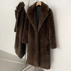 OFTBUY Women's Elegant Luxury Faux Mink Fur Long Coat Artificial Fur Jacket Female Warm Outerwear New Autumn Winter Clothes