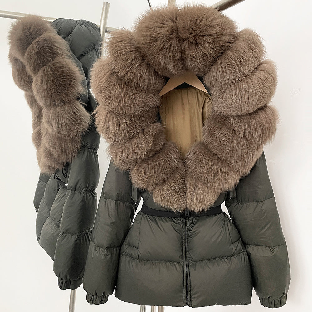 OFTBUY New Winter Clothing Puffer Jacket Women Parkas Waterproof Real Fox Fur Hooded Thick Warm 90% White Duck Down Coat Female