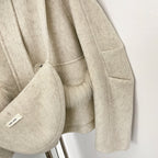 OFTBUY Short Zipper Real Fox Fur Woolen Jacket Fashion Casual Long Sleeves Woo Coat Female with Bag New Autumn Clothes Women