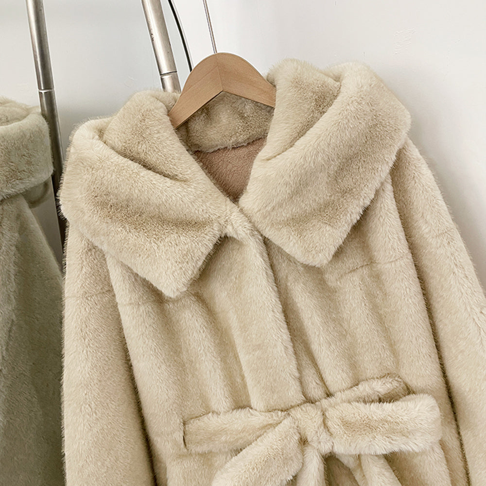 OFTBUY Wholesale Hooded Belt Faux Fur Coat Female Thickened Warm Fluffy Fake Fur Jacket Women New Winter Long Sleeve Fur Clothes Female