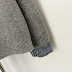 OFTBUY Denim Trim Warm Autumn Winter Fashion Outerwear Sweater Female New Women's Knit Cardigan with Large Real Fox Fur Collar