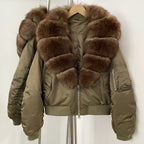 OFTBUY Short Thickened Warm Puffer Jacket Female New Autumn Winter Real Fox Fur Collar Clothes Women Natural Fur Duck Down Coat