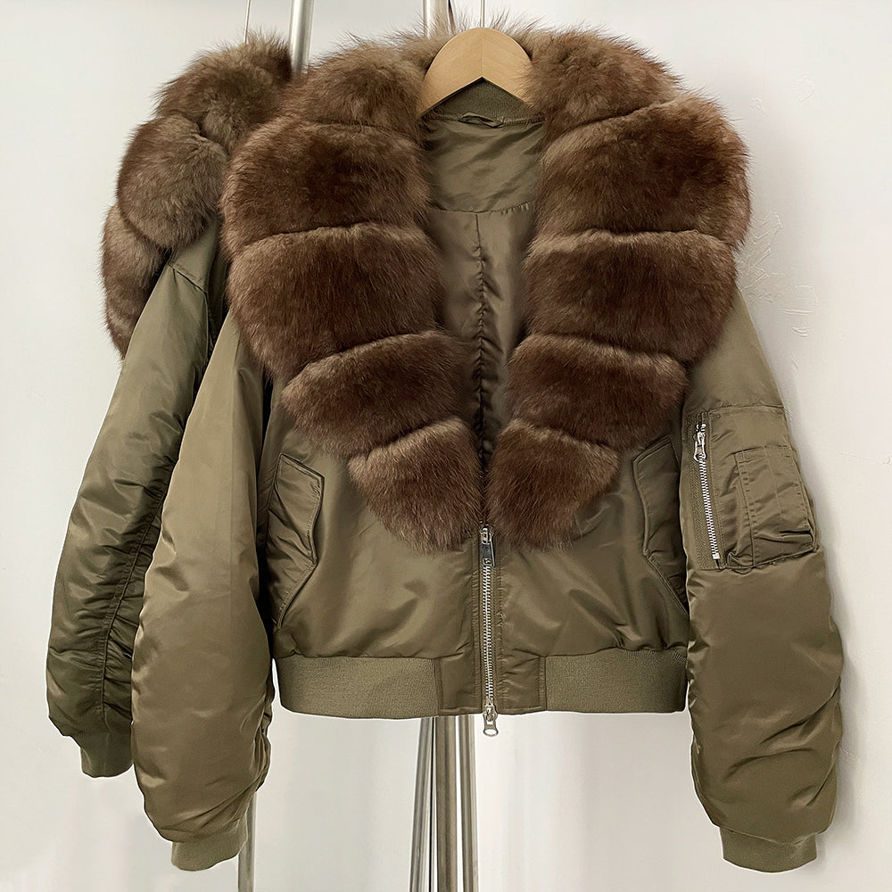OFTBUY Short Thickened Warm Puffer Jacket Female New Autumn Winter Real Fox Fur Collar Clothes Women Natural Fur Duck Down Coat