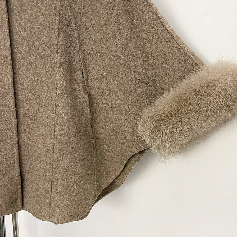 OFTBUY Belt Loose Cloak Natural Fur Woolen Jacket Real Fox Fur Collar and Cuffs Wool Coat Female New Autumn Winter Clothes Lady