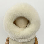 OFTBUY New Winter Thick Warm Windproof Fluffy Neckerchief Female Natural Rabbit Fur Hat with Scarf Women Real Fox Fur Cap Child