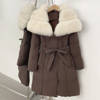 OFTBUY New Winter Thickened Clothes Women Long Big Natural Fox Fur Puffer Coat Female Real Fox Fur Fluffy White Duck Down Jacket